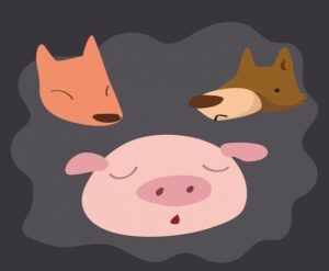 Попали в яму лиса, волк и свинья ….