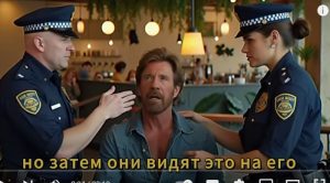 Офицеры унижают Чака Норриса в закусочной. Но потом они видят ЭТО на его столе!  Видео